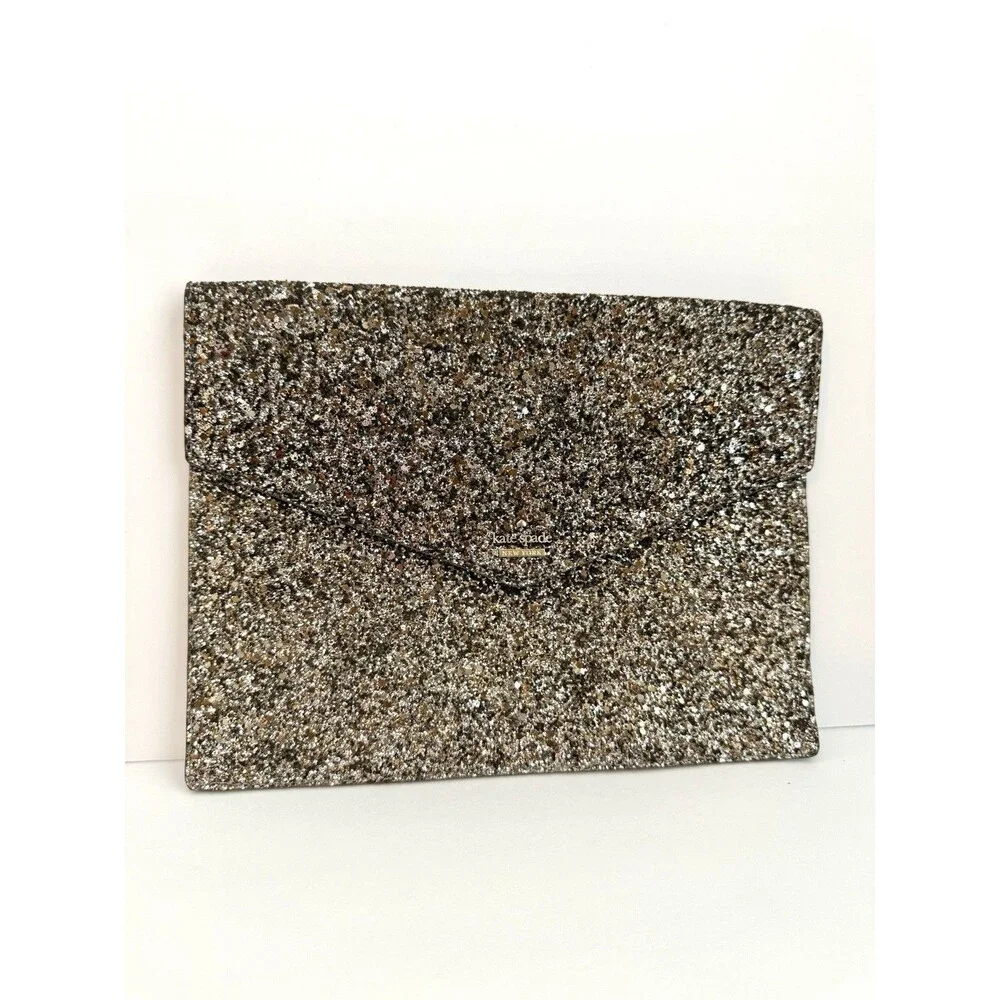 Kate Spade New York Glitter Envelope Clutch Champagne Rose Gold Evening Pouch